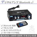オーディオアンプ 小型 2ch 実効 最大300W+300W USB SDカード HiFi Bluetooth5.0対応 マイク対応 ハイパワー 高音質 アルミボディ リモコン 12V-5A