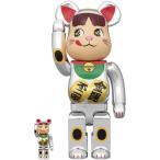ショッピングフィギュア BE@RBRICK 招き猫 ペコちゃん 金運 ダブル小判 銀メッキ 100％ & 400％