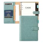 ショッピングシステム手帳 CAGIE システム手帳 a5 6穴 リング 内径約25mm マグネットタイプ バインダー メモ 120g厚い紙 インデックス付き システム手帳 グリ