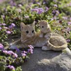 かわいい 猫 置物 親子のビスケットとらネコ 高さ14cm 動物 おしゃれ 玄関 インテリア ガーデンオーナメント 庭