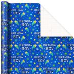  ваш заказ отверстие Mark упаковка бумага день рождения Boy Star рисунок голубой Hallmark Wrapping Paper (Birthday Boy S