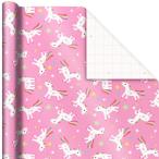  ваш заказ отверстие Mark упаковка бумага розовый Unicorn рисунок примерно 3.7 flat person метров Hallmark Wrapping Paper, 40 Sq. ft.