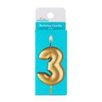  ваш заказ [woru mart бренд ] вес u selection plate номер свеча 3 Gold Gold Number 3 Birthday Candle, by
