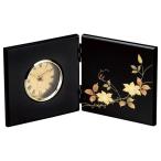 会津漆器　黒 屏風時計(中) クレマチス