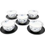 美濃焼/JAPAN　湯呑　線唐草 茶托付