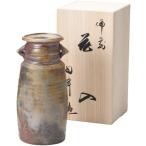 備前焼 陶峰窯 桟切焼 三角耳付花瓶 径10.5×22.5cm