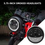 【並行輸入品】5.75 インチ LED ラウンドヘッドライトホンダハンターカブ CT125 JA65 と互換性の スモークホワイトリングライト DRL HI/LO ヘッドライト