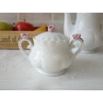 ロココ調 バラ インテリア 白磁 食器 シュガーポット ローズデコ ピンクローズ 砂糖入れ シュガーディスペンサー 装飾 彫刻 つるバラ 薔薇 アウトレット込み