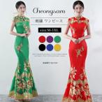  коричневый ina способ One-piece женский платье в китайском стиле длинный One-piece платье One-piece коричневый ina одежда вышивка короткий рукав цветочный принт длинный длина ma-me-do свадьба ...