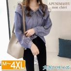 大きいサイズ  レディース フリル襟 ブラウス S〜2XL相当 LL 2L 3L 4L春秋 トップス シャツ