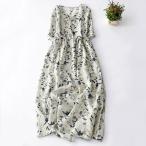 大きいサイズ レディース ワンピース  綿 コットン 半袖 着痩せ オシャレ おとな女子 体型カバー M〜2XL M L LL 2L 春夏 マタニティ