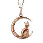 ネックレスレディース天然石ルビー猫ネックレス7月誕生日アクセサリークーポン...