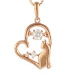 ネックレス レディース 18金 ダンシングストーン ダイヤモンド ネックレス 猫 ねこ ネコ CAT ネックレス 揺れる 石 オーダー爆買