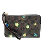 国内発送 コーチ ポーチ レディース COACH 小物入れ ミニローズ コーナー ジップ リストレット C7381 IMOSN ブラウン×ブラックマルチ 送料無料