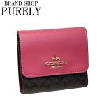 国内発送 コーチ 財布 レディース COACH 折り財布 シグネチャー トライフォールド スモール ウォレット CF369 IMV3E ブラウン×ピンク 送料無料