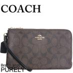 国内発送 コーチ 財布 レディース COACH シグネチャー ダブル ジップ ウォレット ポーチ F16109 IMAA8 ブラウン×ブラック 送料無料