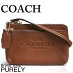 国内発送 コーチ COACH ポーチ 小物入れ ペブル レザー ダブル コーナー ジップ リストレット F52556 IMSAD サドル 送料無料 爆買