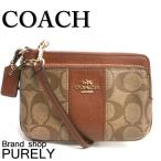 国内発送 コーチ COACH ポーチ 小物入れ シグネチャー コーテッド キャンバス ダブル コーナー ジップ リストレット F52853 IMBDX サドルブラウン
