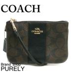 国内発送 コーチ COACH ポーチ 小物入れ シグネチャー PVC レザー スモール リストレット F52860 IMAA8 ブラウン×ブラック 送料無料