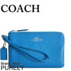 Yahoo! Yahoo!ショッピング(ヤフー ショッピング)国内発送 コーチ COACH ポーチ レディース 小物入れ クロスグレイン レザー コーナー ジップ リストレット F54626 SV/TU ターコイズ 送料無料