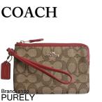 Yahoo! Yahoo!ショッピング(ヤフー ショッピング)国内発送 コーチ COACH ポーチ レディース 小物入れ シグネチャーコーナー ジップ リストレット F54627 IMDQ4 カーキ×トゥルーレッド 送料無料