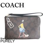 国内発送 コーチ COACH ポーチ レディース 小物入れ シグネチャー ボニー カシン コーナー ジップ リストレット F57586 IMAA8 ブラウン×ブラック