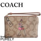 国内発送 コーチ COACH ポーチ レディース 小物入れ シグネチャー ボニー カシン コーナー ジップ リストレット F57586 IMBDX カーキ×サドル 送料無料 爆買
