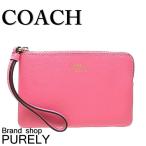 国内発送 コーチ ポーチ レディース COACH 小物入れ クロスグレイン レザー コーナー ジップ リストレット F58032 IMBAJ ピンクルビー 送料無料