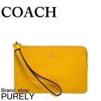 国内発送 コーチ ポーチ レディース COACH 小物入れ クロスグレイン レザー コーナー ジップ リストレット F58032 IMP01 マスタードイエロー 送料無料 爆買