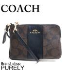 コーチ COACH ポーチ レディース 小物入れ シグネチャー PVC コーナー ジップ リストレット F64233 IMAA8 ブラウン×ブラック 送料無料