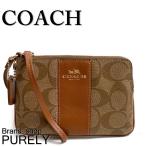 国内発送 コーチ COACH ポーチ レディース 小物入れ シグネチャー PVC コーナー ジップ リストレット F64233 IMBDX カーキ×サドル 送料無料