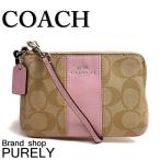 Yahoo! Yahoo!ショッピング(ヤフー ショッピング)国内発送 コーチ COACH ポーチ レディース 小物入れ シグネチャー PVC コーナー ジップ リストレット F64233 SVAKI ライトカーキ×ペ タルピンク