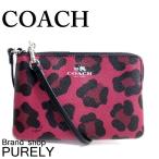 国内発送 コーチ COACH ポーチ レディース 小物入れ オセロット プリント コーナー ジップ リストレット F64238 SV/RN クランベリー 送料無料
