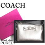 Yahoo! Yahoo!ショッピング(ヤフー ショッピング)国内発送 コーチ COACH ポーチ 小物入れ 限定品 レザー ターンロック ボウ コーナー ジップ リストレット F64648 SV/GM ガンメタル （箱付き） 送料無料