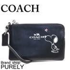 Yahoo! Yahoo!ショッピング(ヤフー ショッピング)国内発送 コーチ COACH ポーチ レディース 小物入れ スヌーピー レザー コーナー ジップ リストレット F65193 SV/BK ブラック 送料無料