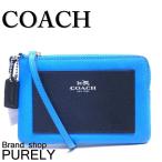 Yahoo! Yahoo!ショッピング(ヤフー ショッピング)国内発送 コーチ COACH ポーチ 小物入れ カラーブロック クロスグレイン  レザー ダブル コーナー ジップ リストレット F65758 SVEWK アズール マルチ
