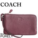 国内発送 コーチ COACH ポーチ 小物入れ ペブルド レザー ダブル コーナー ジップ リストレット F66505 SV/BU バーガンディー 送料無料