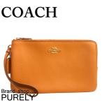 国内発送 コーチ 財布 レディース COACH ポーチ ペブルド レザー ダブル ジップ ウォレット F87587 IMLQD ライトサドル 送料無料
