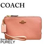 国内発送 コーチ COACH ポーチ 小物入れ ペブルド レザー ダブル コーナー ジップ リストレット F87590 IMP02 ピンクペタル 送料無料 爆買