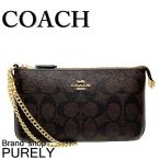 国内発送 コーチ バッグ レディース COACH ポーチ シグネチャー ラージ リストレット F88035 IMAA8 ブラウン×ブラック 送料無料