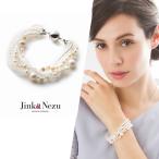 ブレスレット六連淡水パールガラス