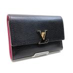 LOUIS VUITTON ルイヴィトン カプシーヌコンパクト コンパクトウォレット 三つ折り 財布 LVロゴ ゴールド イニシャルMA 黒 M62157 8735