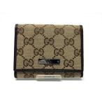 正規品 GUCCI グッチ GGキャンバス カードケース 名刺入れ 美品 プレート金具 ベージュ GG柄 131886 10668