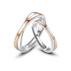 MIKAMU バイカラー 愛の証 ペアリング ジュエリーレディースリング メンズリング フリーサイズ シルバー925 純銀製 婚約指輪 結婚