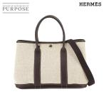 新品同様 エルメス HERMES ガーデンパーティ TPM トート バッグ トワルアッシュ レザー ナチュラル マロン Garden Party TPM 90226704