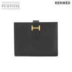 未使用 展示品 エルメス HERMES ベアン コンパクト 二つ折り 財布 エプソン ブラック U刻印 ゴールド 金具 Bearn Compact 90227478