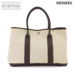 ショッピングエルメス 新品同様 エルメス HERMES ガーデンパーティ 36 PM トート バッグ トワルアッシュ レザー ナチュラル マロン □H刻印 90230564