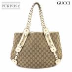 グッチ GUCCI GGキャンバス トート バッグ レザー ベージュ ブラウン ホワイト 162900 ゴールド 金具 Tote Bag 90235699