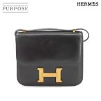 エルメス HERMES コンスタンス3 ミニ 18 ショルダー バッグ ボックスカーフ ブラック ゴールド 金具 Constance 3 Mini 18 90253166