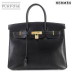 新品同様 エルメス HERMES バーキン35 ハンド バッグ ボックスカーフ ブラック □F刻印 ゴールド 金具 Birkin 35 90263504